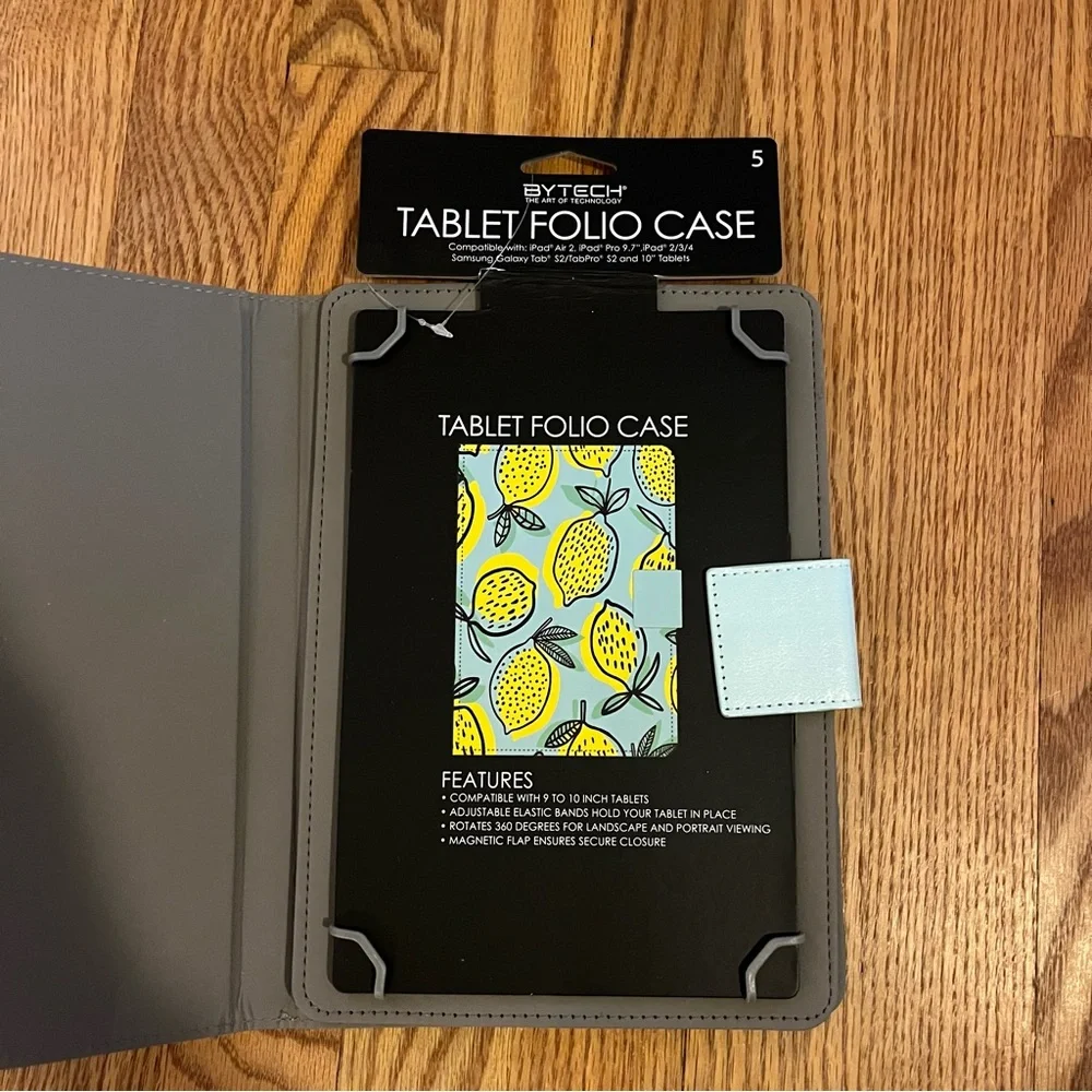 NWT bytech Lemon Print IPad Tablet Case 9” 10” Samsung Galaxy